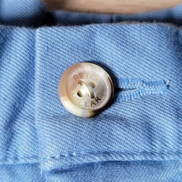 Peter Millar Pilot Twill Shorts Mens Size 33 Blue Chino Pima Cotton Stretch - Picture 2 of 15